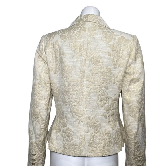 George ME Mark Eisen Blazer Jacket Womens Size 6 Gold Metallic Floral Damask - Picture 3 of 7